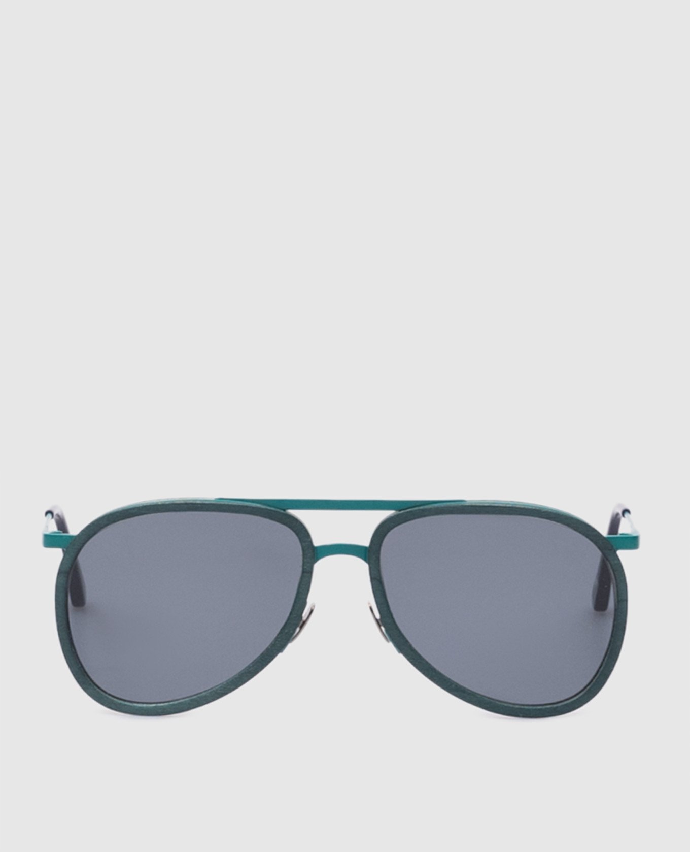 Зеленые солнцезащитные очки-авиаторы WOOD