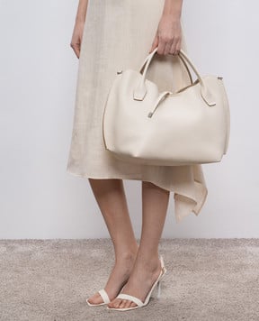 Gianni Chiarini Бежевая кожаная сумка-тоут с логотипом BS11441GRNNABCL