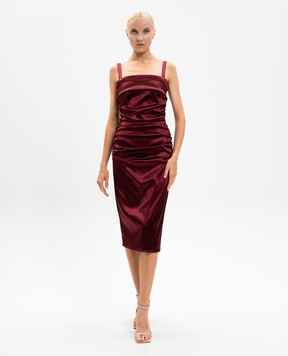 Dolce&Gabbana Бордовое платье с драпировкой F6TYJTFURAD