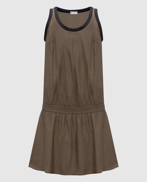Brunello Cucinelli Платье мини цвета хаки из шелка M0R27A60H1