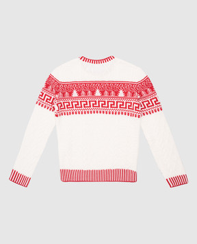 Versace Дитячий білий жакардовий светр Fair Isle з вовни 10184491A13154