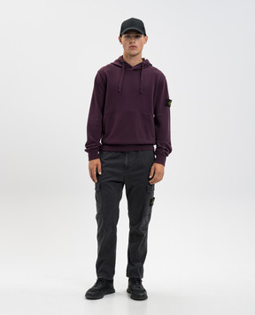 Stone Island Фіолетове худі з патчем логотипа K2S156100062S0051