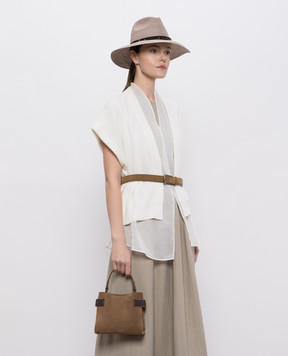 Brunello Cucinelli Коричневая замшевая сумка Essence с цепочкой мониль MBDLD2499