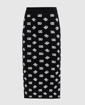 Dolce&Gabbana Черная юбка с жаккардовым узором логотипа монограммы. FXO02TJAIK3
