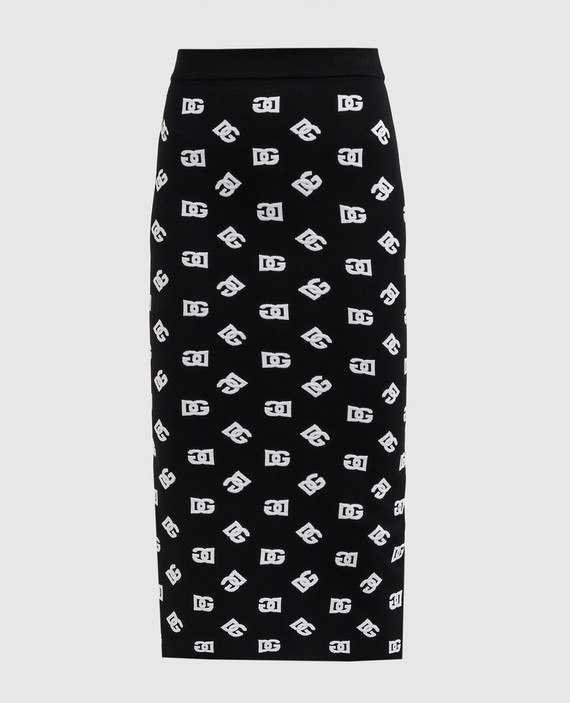 Черная юбка с жаккардовым узором логотипа монограммы.
