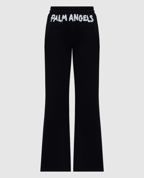 Palm Angels Черные спортивные брюки с принтом логотипа PWCH025S25FLE002