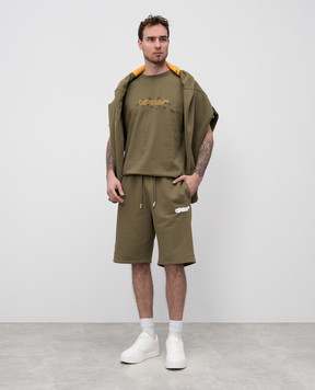 Off-White Шорты цвета хаки с принтом эмблемы Arrow в стиле Spray OMCI013S25FLE003