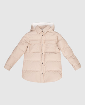 Brunello Cucinelli Дитяча бежева пухова куртка з ланцюжком моніль BG501J439C