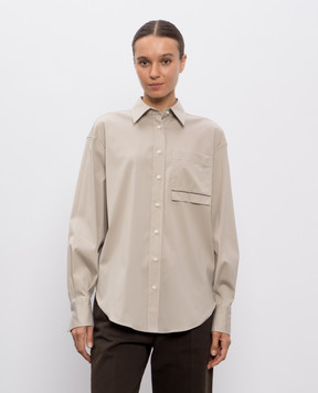 Brunello Cucinelli Сорочка кольору хакі з ланцюжком моніль M0091MY816