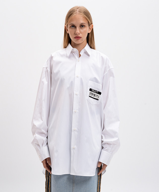 Vetements Біла сорочка з принтом логотипа UA65SH560Ww зображення 3