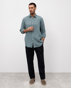 Canali Голубая рубашка из льна GM02128CSL7077