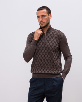 Bertolo Cashmere Коричневый джемпер из шерсти и шелка 9023890024285860