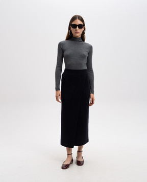 Max Mara Синяя юбка на запах UMBRIA из шерсти и кашемира UMBRIA