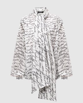 Balmain Біла блуза в принт Love Letter EF1HT020VH61