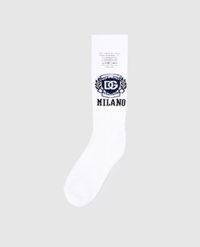 Dolce&Gabbana Дитячі білі шкарпетки з візерунком логотипа LBKAE5JBCDM