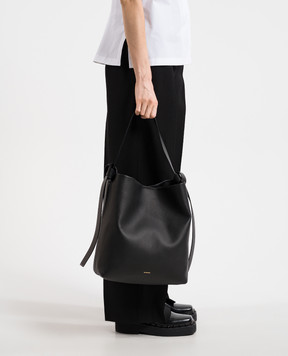 Jil Sander Чорна шкіряна сумка Knot з логотипом J07ZH0055P6581