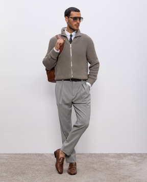 Brunello Cucinelli Серые брюки из шерсти MH2443030F