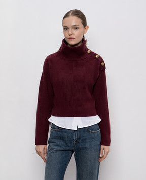 Brunello Cucinelli Бордовий светр з вовни, кашеміру та шовку M16725104