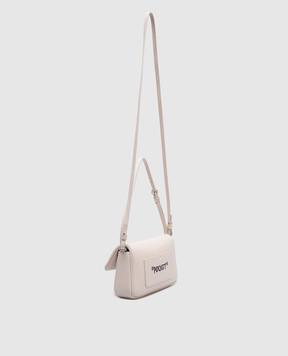 Off-White Бежевая кожаная сумка кросс-боди Jitney 0.7 Quote OWNN18BC99LEA001