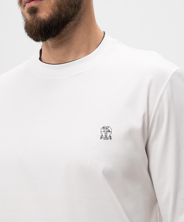 Brunello Cucinelli Белый лонгслив с логотипом M0B137436 изображение 5