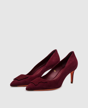Santoni Замшевые бордовые туфли WDLS71206HI2TMGD