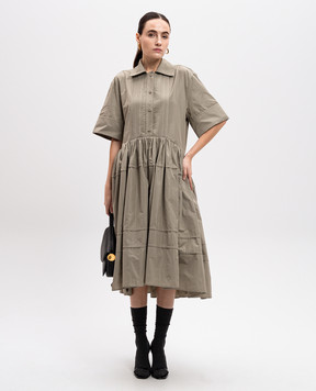 Jil Sander Зелена сукня-сорочка з оборками J02CT0493J70005