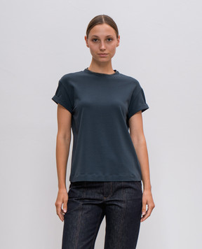 Brunello Cucinelli Синя футболка з ланцюжком моніль M0T18BD200