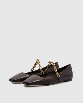Jimmy Choo Коричневые кожаные балетки Diamond Tilda Flat DIAMONDTILDAFLATCW