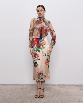Dolce&Gabbana Розовая юбка-карандаш в цветочный принт F4BCATFSIB5