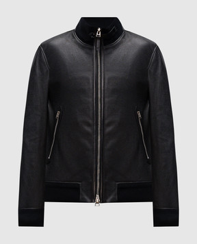 Tom Ford Коричнева шкіряна куртка з вовною LBB008LMG004S23