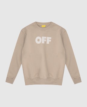 Off-White Детский свитшот цвета хаки с принтом логотипа OBBA001S25FLE003