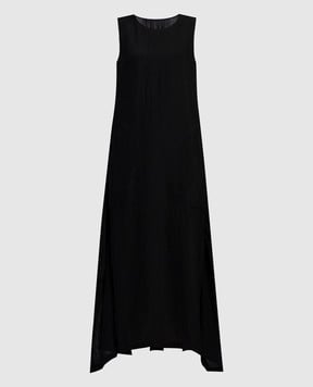 UMA WANG Черное платье Aerial с эффектом жатки UP5002\