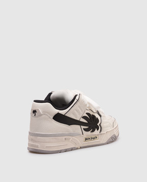 Palm Angels Белые кожаные кроссовки Venice с винтажным эффектом PWIA065S25LEA002