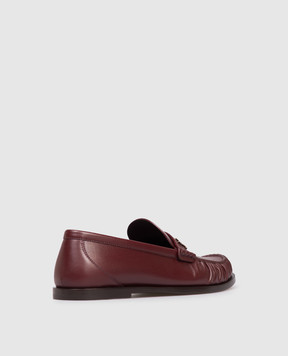 Saint Laurent Бордовые кожаные лоферы с логотипом 820648AAELH