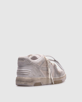 Off-White Сірі шкіряні кросівки OUT OF OFFICE з вінтажним ефектом OMIA189C99LEA014