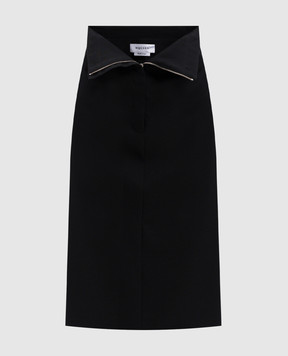 Alexander McQueen Чорна спідниця міді з вовни з асиметричним верхом 813474QJADA