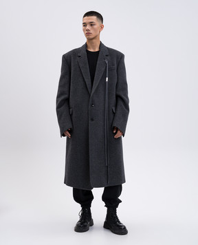 Ann Demeulemeester Серое пальто Leonard с шерстью B0010961FA510