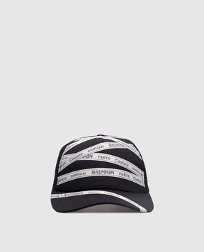 Balmain Черная кепка с брендированной тесьмой EF1XA381MB10