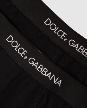 Dolce&Gabbana Дитячий набір чорних трусів-боксерів з візерунком логотипа L4J701ON00G