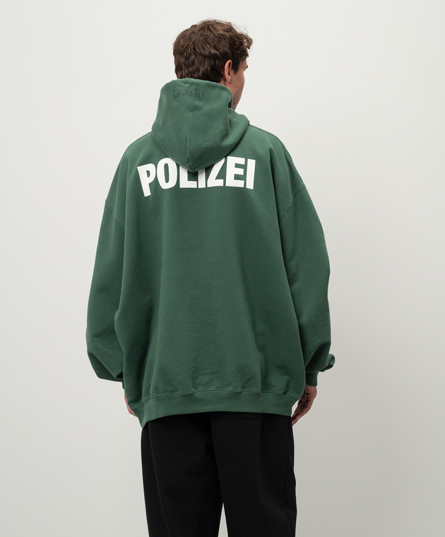 Vetements Зеленые худи с принтом Polizei UA65HD420G изображение 4