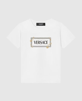 Versace Дитяча біла футболка з логотипом 10183421A14910