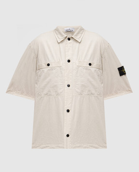 Stone Island Бежевая рубашка с коротким рукавом с логотипом. K1S151200029S00WN