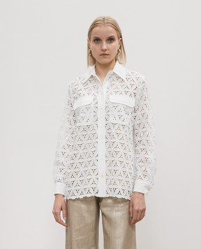 Max Mara Weekend Белая ажурная блузка AFONA с вышивкой AFONA1234