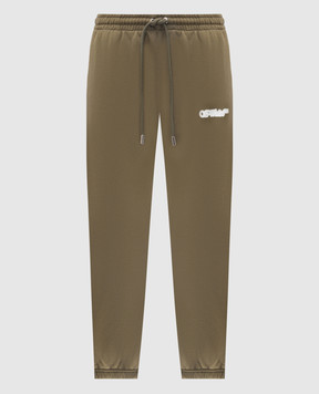 Off-White Зелені джогери з контрастним принтом OMCH057S25FLE001
