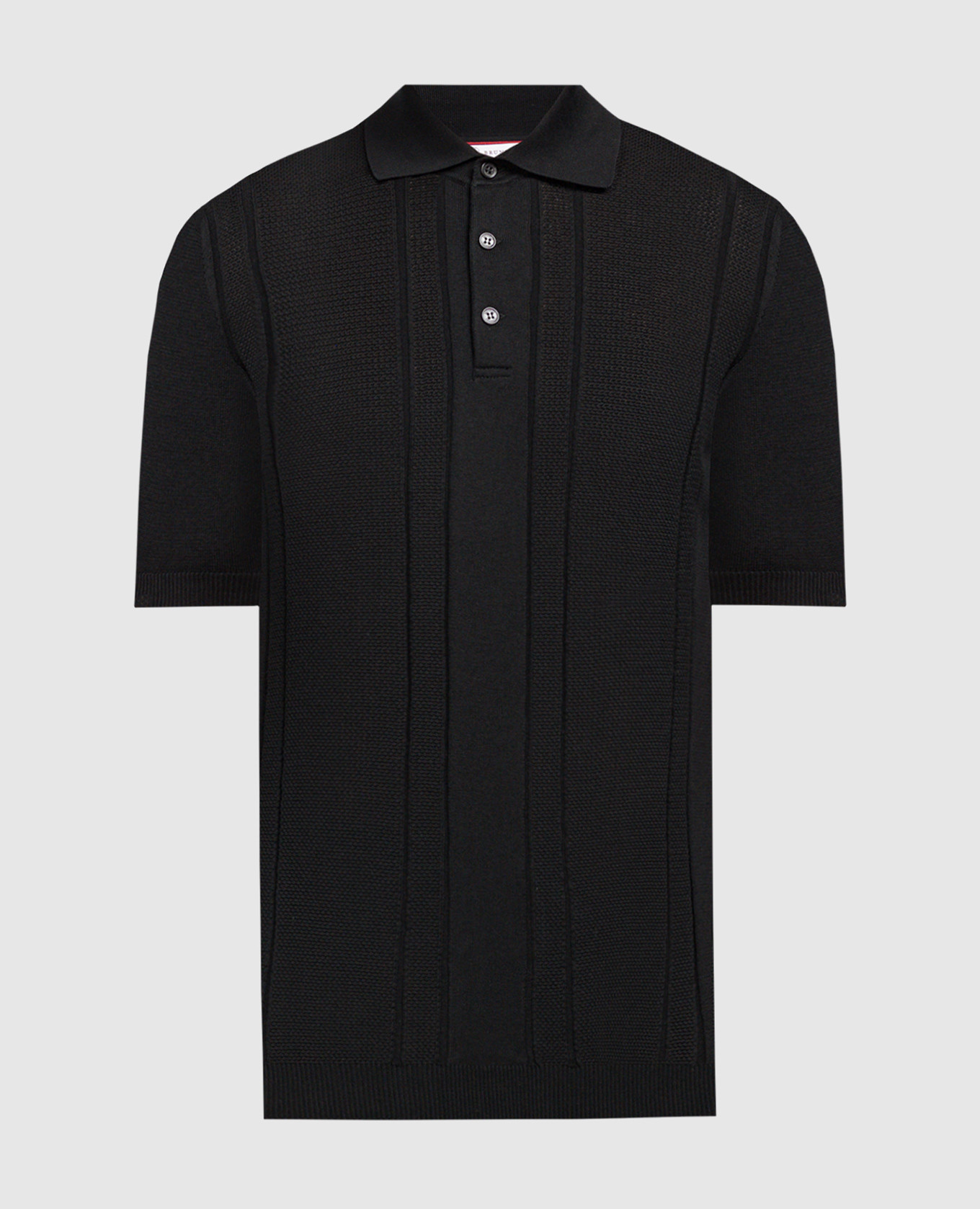 Black polo in a woven pattern