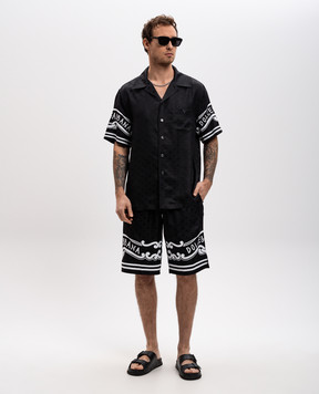 Dolce&Gabbana Черная рубашка с шелком в логотип шаблон. G5JH9TGI979