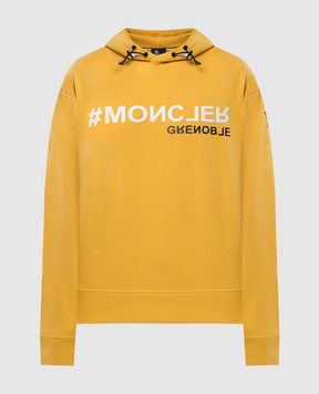 Moncler Grenoble Жовте худі з фактурним логотипом 8G0002780451