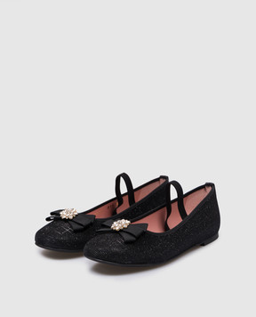 Pretty Ballerinas Дитячі чорні балетки Hannah з кристалами 51257