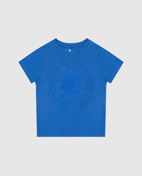 Stefano Ricci Детская синяя футболка с вышивкой логотипа эмблемы. YNH8400340803