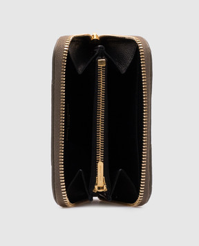 Saint Laurent Шкіряний гаманець-картхолдер Сassandre кольору хакі 804479AAA44